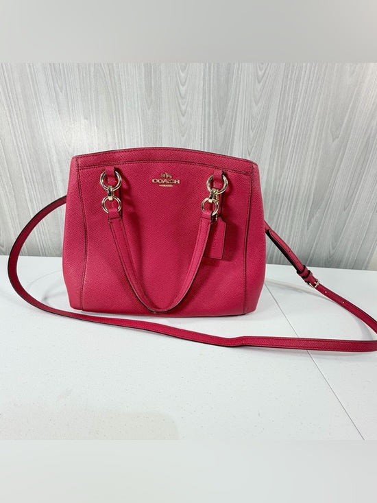 Coach Handbags - Coach Minetta Crossbody Shoulder Bag Dark Pink Purse Cross Grain Leather